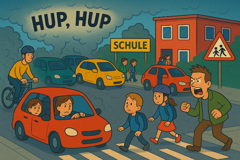 BVSC - Projekt SchulQuartierCheck - Verkehrsstau vor Schule