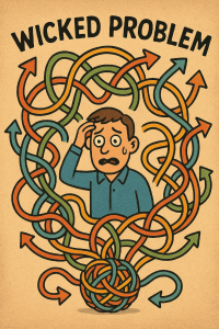 In den 1970er Jahren prägten Horst Rittel und Melvin Webber den Begriff „wicked problem” für bestimmte Herausforderungen der öffentlichen Politik. Im Gegensatz zu „zahmen” technischen Problemen (tame technical problems) haben wicked problems keine stabile Definition, keinen vereinbarten Endpunkt und keine Lösung, die einfach als richtig oder falsch bezeichnet werden kann . Jeder Lösungsversuch verändert die Situation irreversibel, und verschiedene Gruppen betrachten das Problem aus unterschiedlichen Blickwinkeln. Der Klimawandel passt allzu gut zu dieser Beschreibung. Er wird oft sogar als „super-wicked problem“ bezeichnet: Die Zeit läuft ab, diejenigen, die das Problem verursacht haben, müssen es lösen, und es gibt keine zentrale Behörde, die eine globale Lösung durchsetzen könnte.