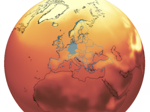 Copernicus Climate Change Service (C3S), ECMWF; Visualisation from Copernicus Interactive Climate Atlas under Copernicus Data Licence: Mean of daily mean temperature (°C) - CMIP6 - Climatology - SSP5-8.5 - Near Term (2021-2040) - Annual (https://atlas.climate.copernicus.eu/atlas/wsHBe8rZ)