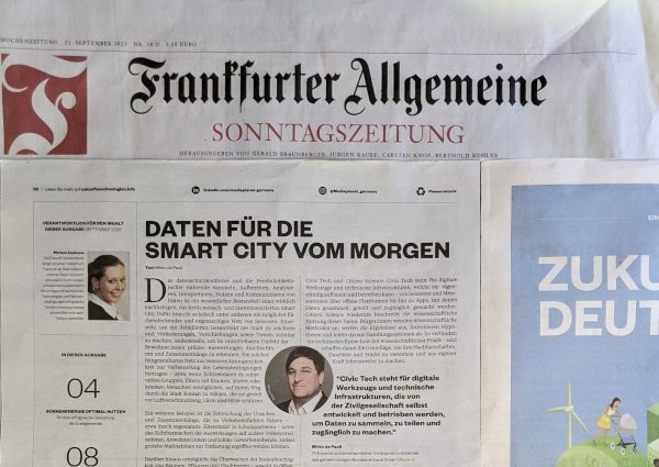BVSC Vorstandsvorsitzender Mirko de Paoli in der Frankfurter Allegemeine Sonntagszeitung zum Thema Civic Science